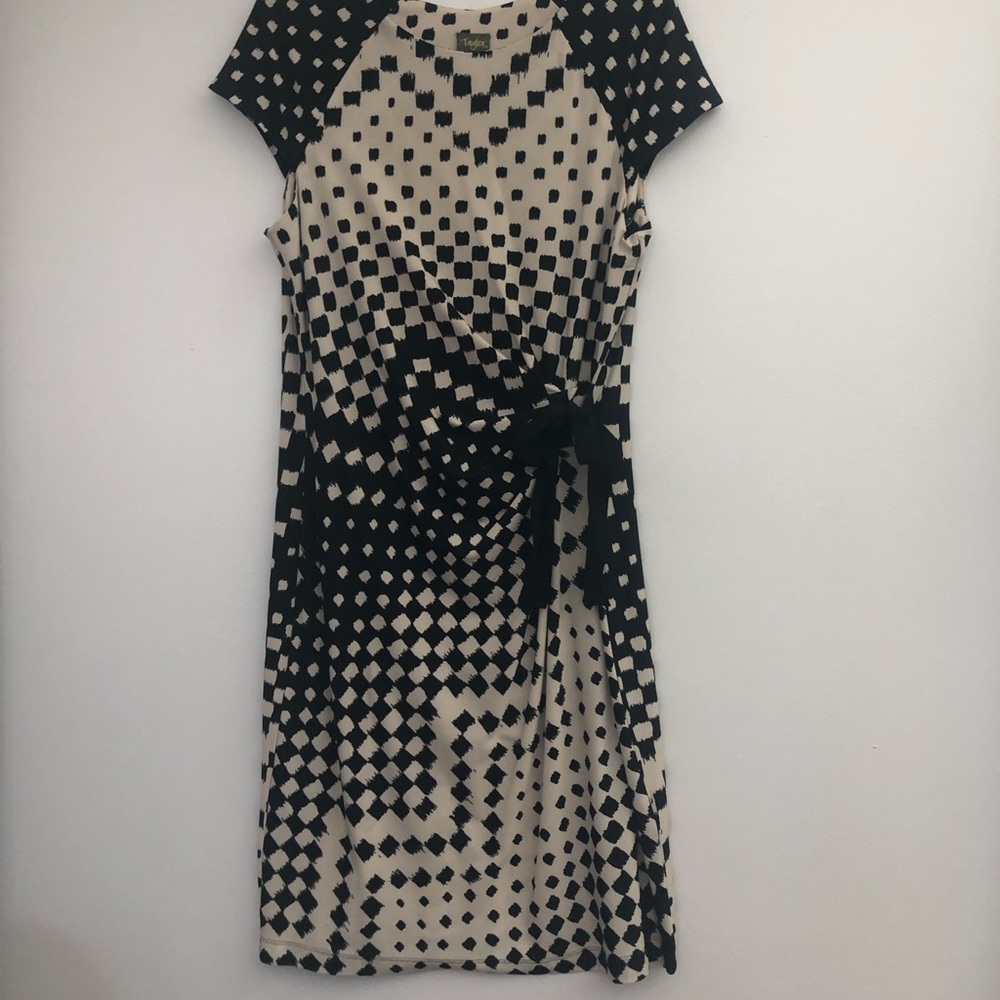 Tan and Black knee length dress. Size 12